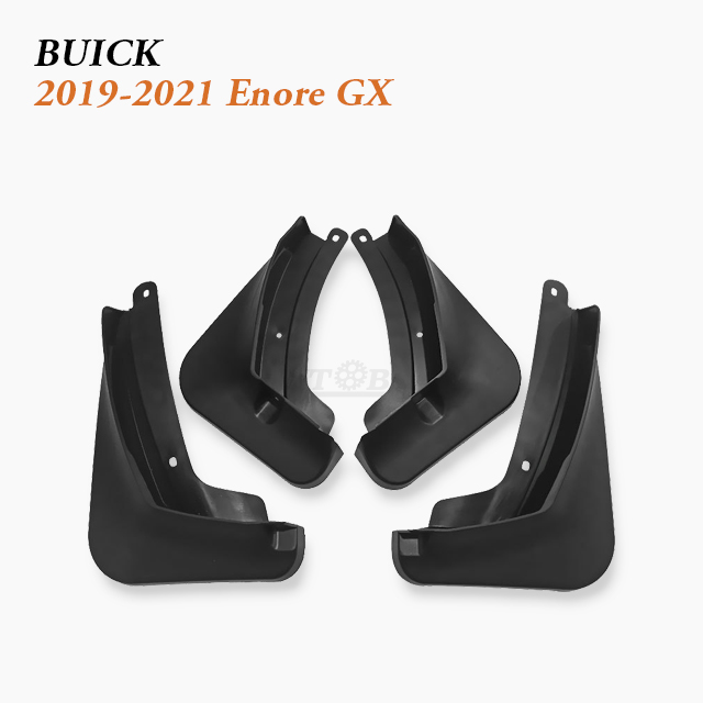 thumbnail interactive-video image 1 of 4-Piece Mud Flaps Splash Guards – Front & Rear – For Buick Encore 2013-2018 – Black, Direct Fit 1 of 5